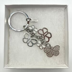 COACH Y2K Bag Charm Key Chain, NWOT, Rhinestone Butterflies